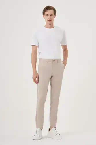 Morven Erkek Bej Yazlık Pamuk Yan Cep Slim Fit Chino Pantolon - 4