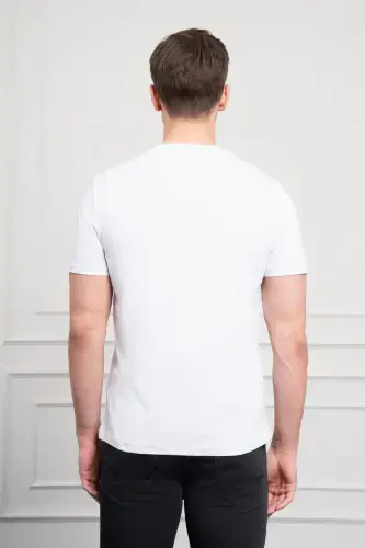 Morven Erkek Beyaz Basic Bisiklet Yaka Dynamic Fit Pamuk T-Shirt - 5