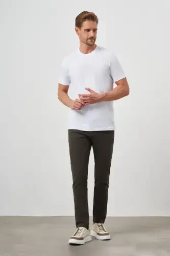 Morven Erkek Beyaz Basic Bisiklet Yaka Dynamic Fit Rahat Kesim T-Shirt - 4