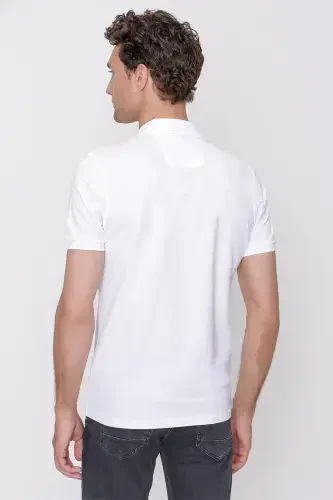 Modazone Erkek Beyaz Basic Polo Yaka Dynamic Fit T-Shirt - 6