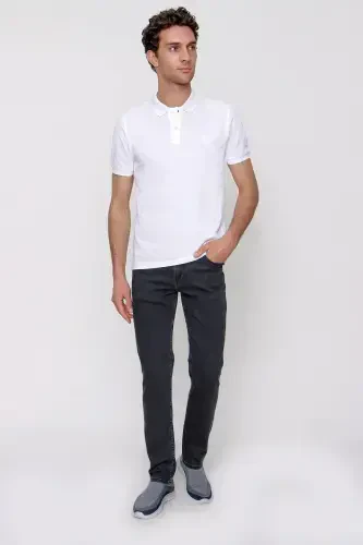 Morven Erkek Beyaz Basic Polo Yaka Dynamic Fit T-Shirt - 4