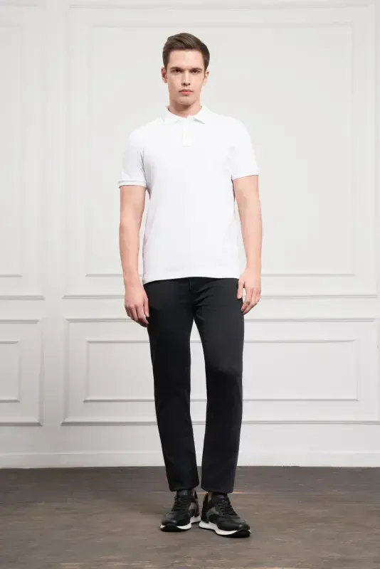 Morven Erkek Beyaz Basic Polo Yaka Dynamic Fit T-Shirt - 2