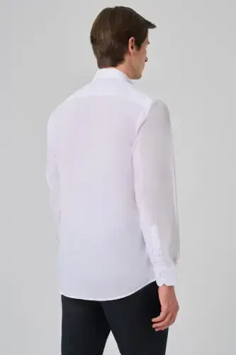 Morven Erkek Beyaz Basic Regular Fit Sert Yaka Cepli Gömlek - 5