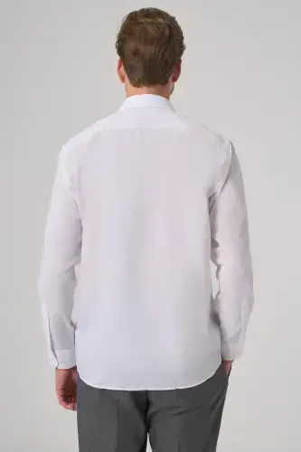 Morven Erkek Beyaz Basic Regular Fit Sert Yaka Cepli Gömlek - 5