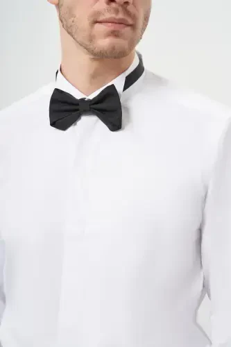 Morven Erkek Beyaz Manşetli Slim Fit Ata Yaka Gömlek - 4