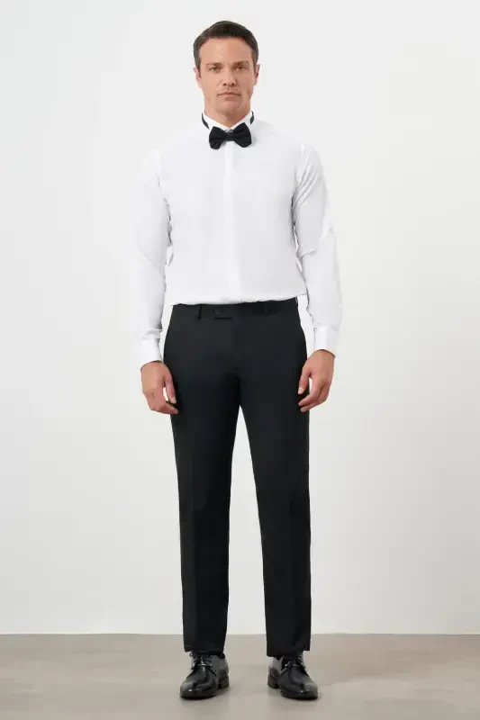 Morven Erkek Beyaz Manşetlii Jakar Desen Ata Yaka Slim Fit Gömlek - 4