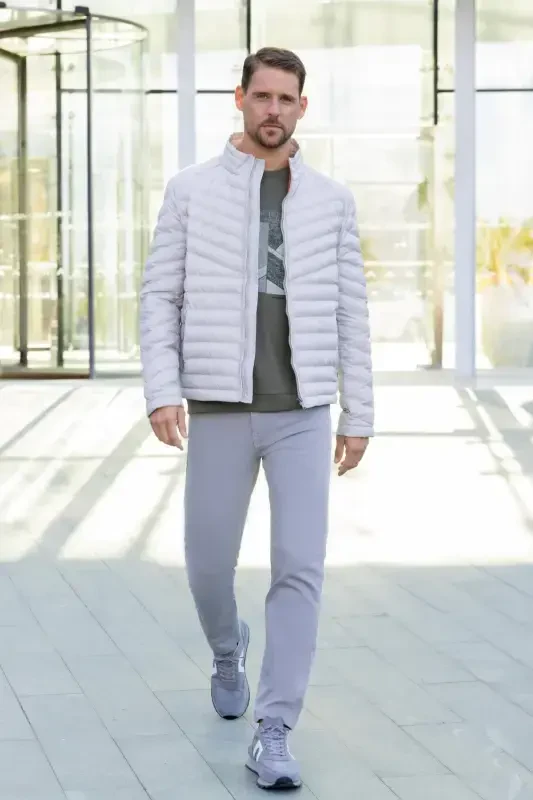 Morven Erkek Beyaz Su İtici Rüzgar Geçirmez Dynamic Fit Rahat Kesim Şişme Mont - 4