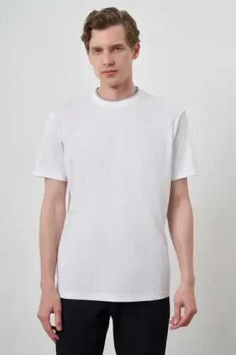 Morven Erkek Beyaz Trend Bisiklet Yaka T-Shirt - MORVEN (1)