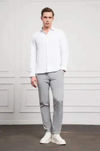 Morven Erkek Beyaz Trend İtalyan Yaka Slim Fit Dar Kesim Gömlek - 2