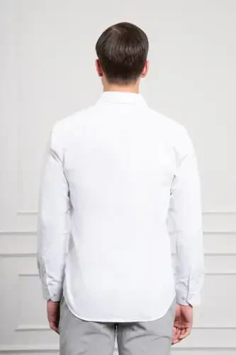 Morven Erkek Beyaz Trend İtalyan Yaka Slim Fit Dar Kesim Gömlek - 5