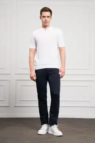 Morven Erkek Beyaz Trend Polo Yaka Dinamik Fit Rahat Kesim T-Shirt - MORVEN (1)