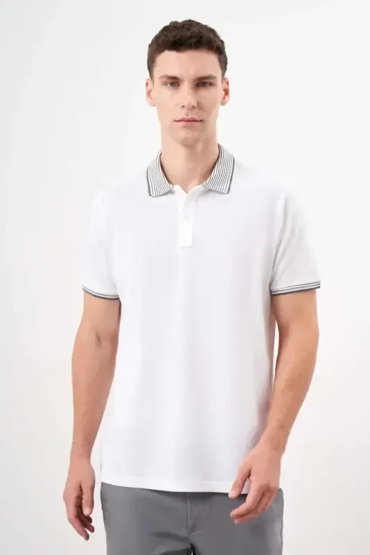 Morven Erkek Beyaz Trend Polo Yaka Dynamic Fit T-Shirt - 2