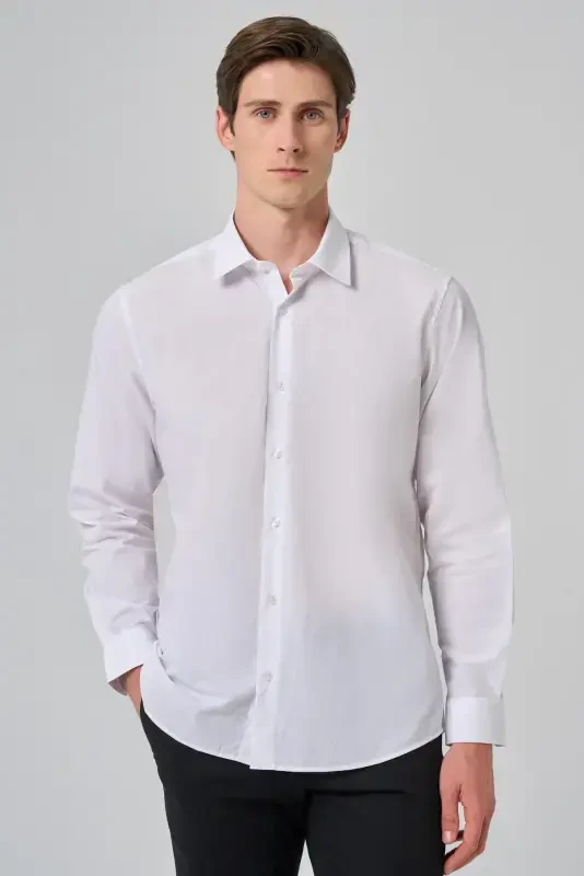 Modazone Erkek Beyaz Trend Regular Fit Gömlek - 1