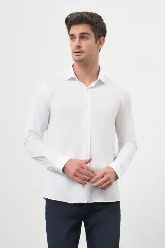 Modazone Erkek Beyaz Trend Slim Fit İtalyan Yaka Gömlek - MORVEN (1)