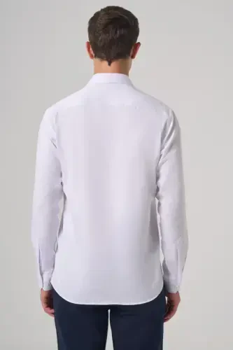 Morven Erkek Beyaz Trend Slim Fit İtalyan Yaka Gömlek - 5