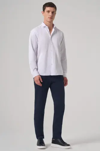 Modazone Erkek Beyaz Trend Slim Fit İtalyan Yaka Gömlek - 4