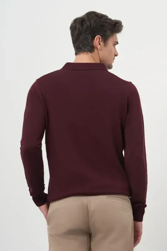 Morven Erkek Bordo Basic Polo Yaka Dynamic Fit Rahat Kesim Triko - 5