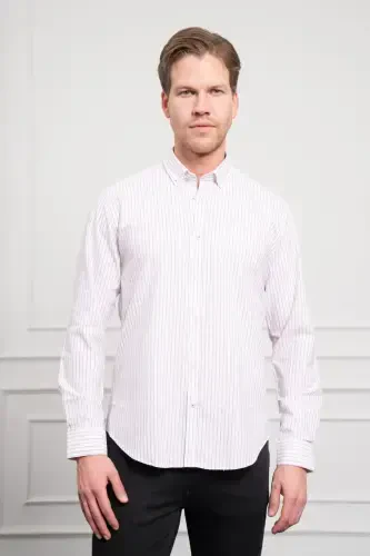 Morven Erkek Bordo Pamuk Trend Dynamic Fit Rahat Kesim Gömlek - 1