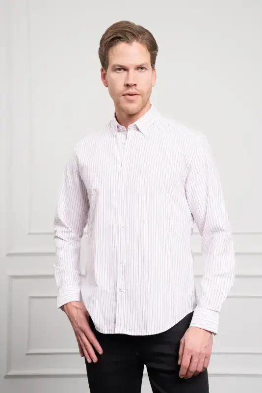 Morven Erkek Bordo Pamuk Trend Dynamic Fit Rahat Kesim Gömlek - 3