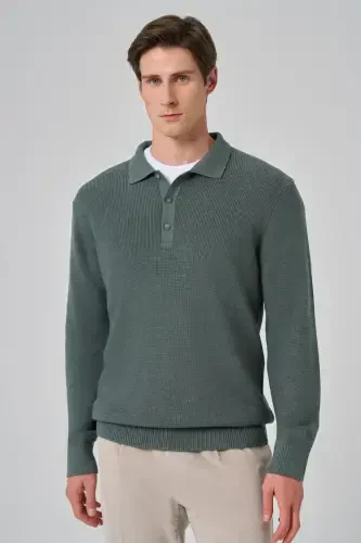 Morven Erkek Çağla Yeşili Trend Polo Yaka Dynamic Fit Rahat Kesim Triko - MORVEN (1)