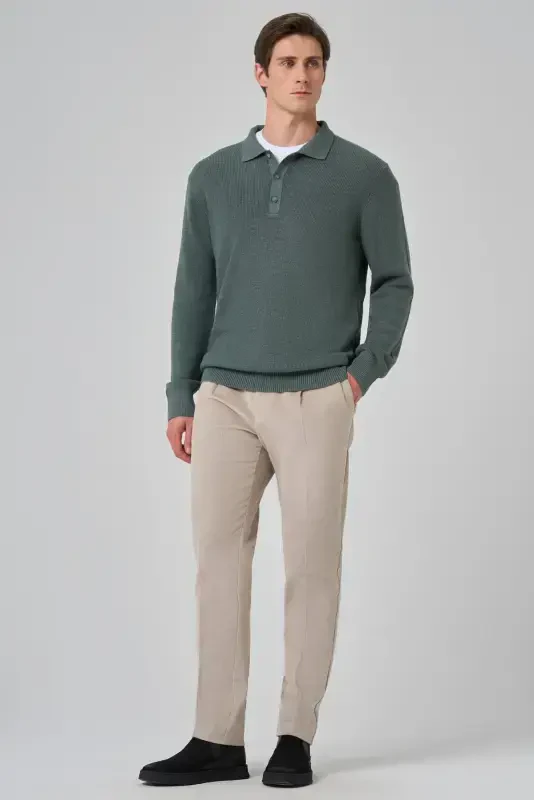 Morven Erkek Çağla Yeşili Trend Polo Yaka Dynamic Fit Rahat Kesim Triko - 4