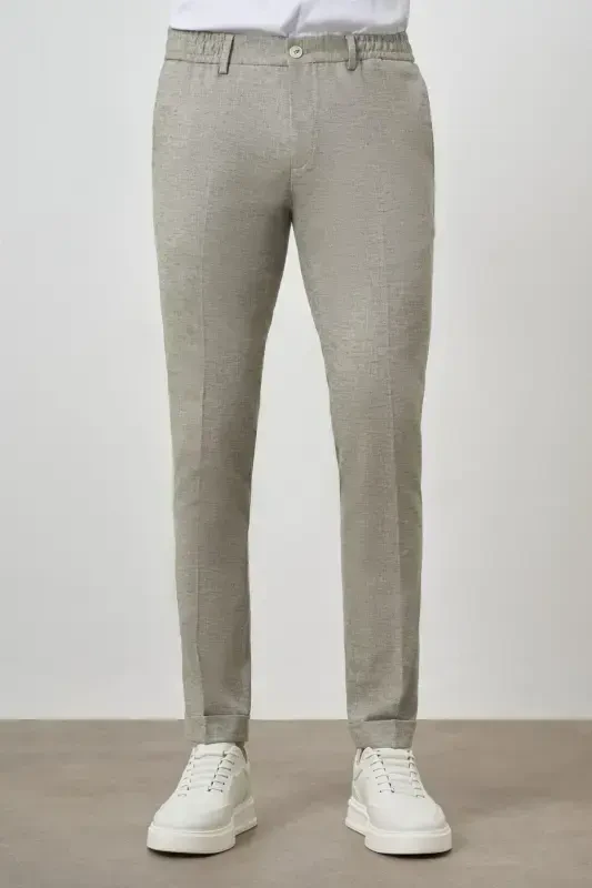 Morven Erkek Çağla Yeşili Trend Tam Lastikli Slim Fit Pantolon - 1