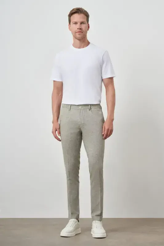 Morven Erkek Çağla Yeşili Trend Tam Lastikli Slim Fit Pantolon - 2