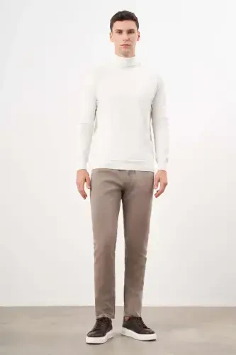 Morven Erkek Ekru Basic Balıkçı Yaka Dynamic Fit Rahat Kesim Triko - 4