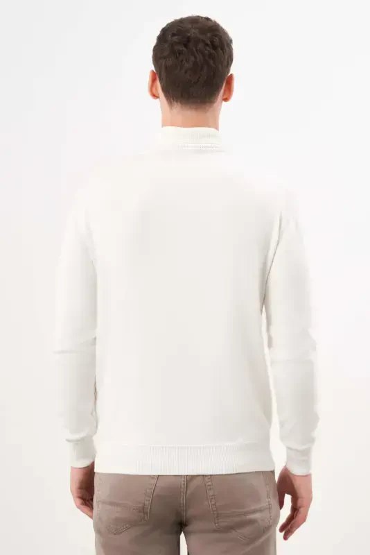 Morven Erkek Ekru Basic Balıkçı Yaka Dynamic Fit Rahat Kesim Triko - 5