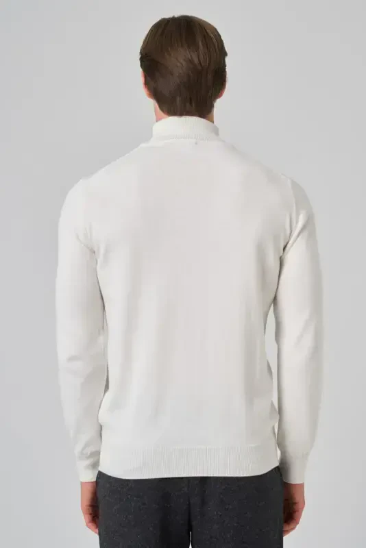 Morven Erkek Ekru Basic Balıkçı Yaka Dynamic Fit Rahat Kesim Triko - 5