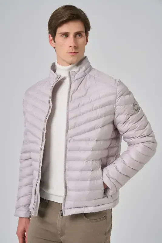 Morven Erkek Ekru Polyester Kısa Kapitone Mont - 3