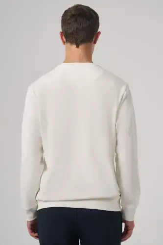 Morven Erkek Ekru Trend Baskılı Bisiklet Yaka Sweatshirt - 5