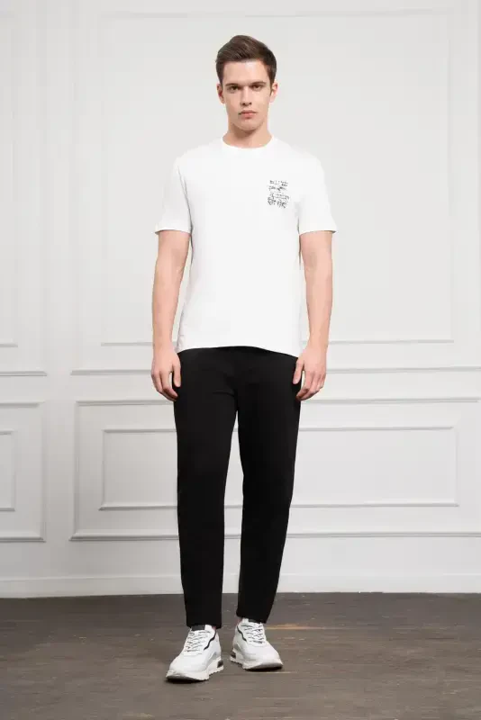 Morven Erkek Ekru Trend Bisiklet Yaka Dinamik Fit Pamuk T-Shirt - 2