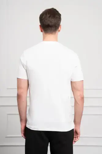 Morven Erkek Ekru Trend Bisiklet Yaka Dinamik Fit Pamuk T-Shirt - 5