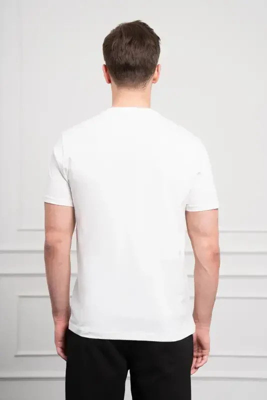 Morven Erkek Ekru Trend Bisiklet Yaka Dinamik Fit Pamuk T-Shirt - 5