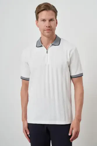 Morven Erkek Ekru Trend Polo Yaka T-Shirt - MORVEN (1)