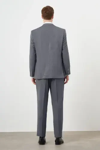 Modazone Erkek Füme Poliviskon Trend Desenli Dynamic Fit Mono Yaka Takım Elbise - 5