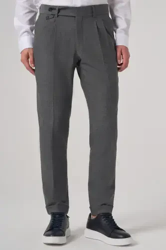 Morven Erkek Füme Poliviskon Trend Desenli Slim Fit Çift Pile Pantolon - MORVEN (1)