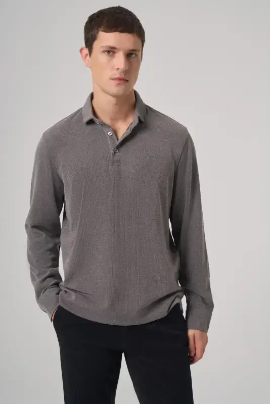 Morven Erkek Füme Trend Düğmeli Polo Yaka Sweatshirt - 1