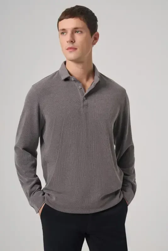 Morven Erkek Füme Trend Düğmeli Polo Yaka Sweatshirt - 2