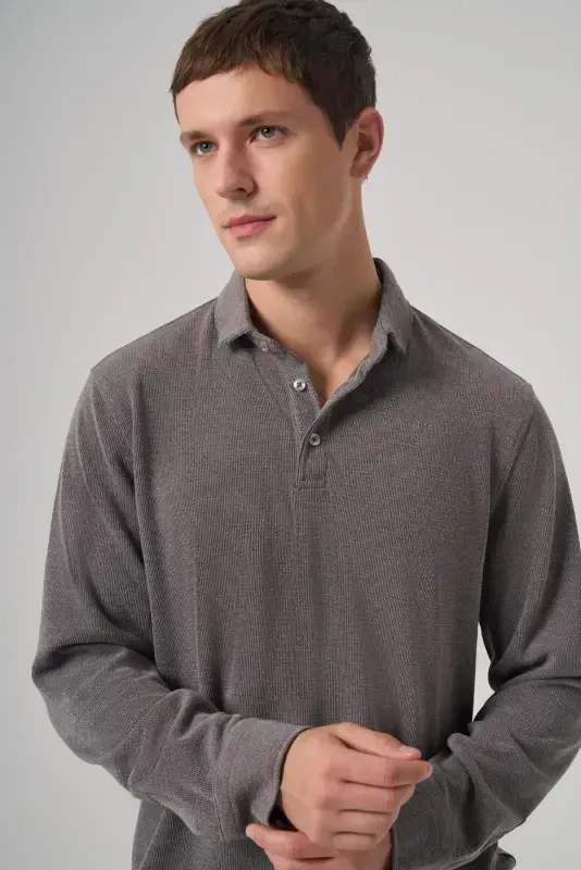 Morven Erkek Füme Trend Düğmeli Polo Yaka Sweatshirt - 3