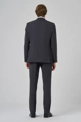 Morven Erkek Füme Yünlü Slim Fit Mono Yaka Takım Elbise - 5