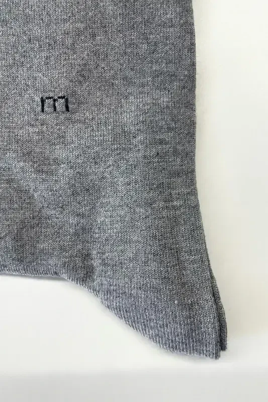 Morven Erkek Gri Bambu Düz Desen Soket Çorap - 3