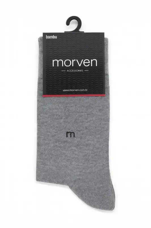 Modazone Erkek Gri Bambu Düz Desen Soket Çorap - 1