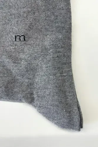 Modazone Erkek Gri Bambu Düz Desen Soket Çorap - 3