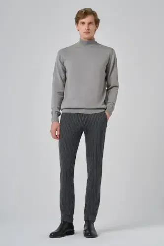 Morven Erkek Gri Basic Yarım Balıkçı Yaka Dynamic Fit Rahat Kesim Triko - MORVEN (1)