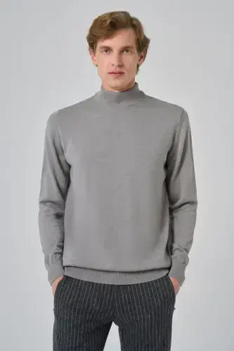 Morven Erkek Gri Basic Yarım Balıkçı Yaka Dynamic Fit Rahat Kesim Triko - 3