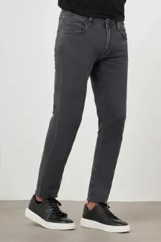 Morven Erkek Gri Denim 5 Cep Slim Fit Jean Kot Pantolon - 3