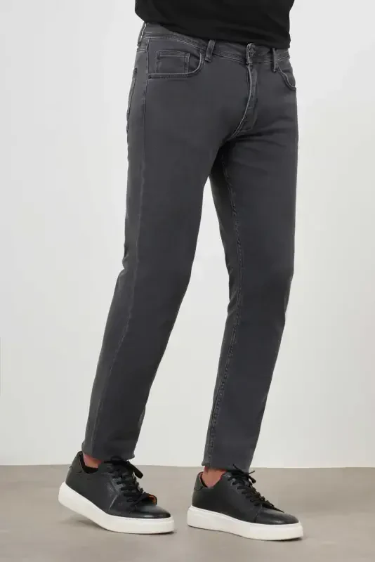 Morven Erkek Gri Denim 5 Cep Slim Fit Jean Kot Pantolon - 3