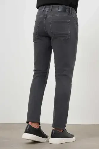 Morven Erkek Gri Denim 5 Cep Slim Fit Jean Kot Pantolon - 5